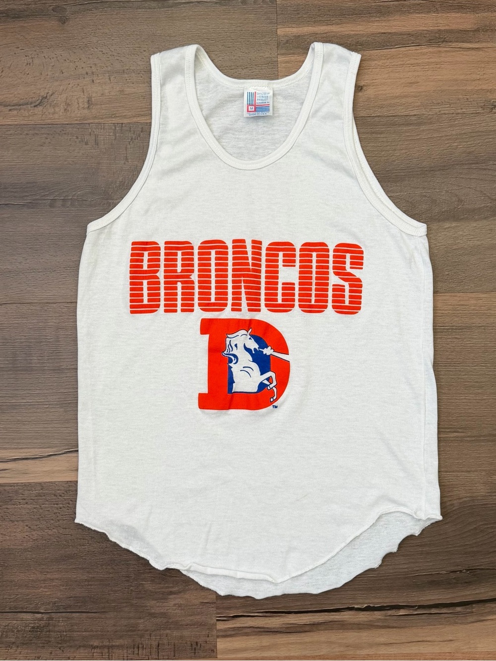 Vintage 80's Garan Denver Broncos Women's White Tank Top - Made in USA - Sz. M